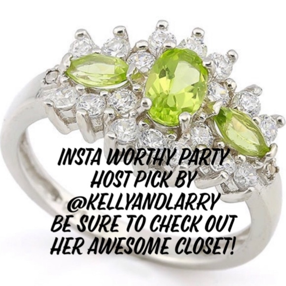 Sterling Silver Genuine Peridot & White Topaz Ring - Picture 10 of 13